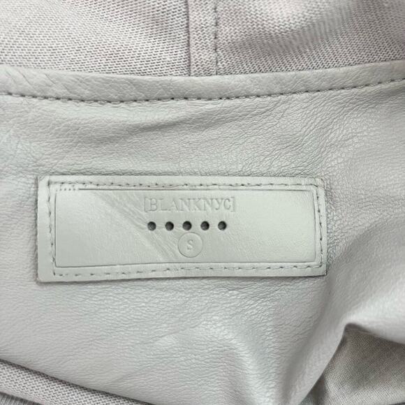 BlankNYC Private Practice Vegan Leather & Cotton Drape Front Moto Jacket Gray, S - Picture 3 of 16